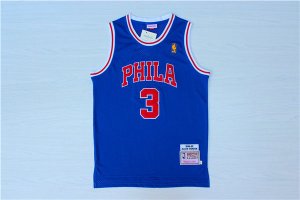 Maillot De Basket Philadelphia 76ers Allen Iverson 3 Gold Label Retro Bleu